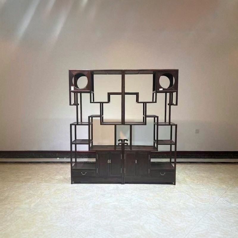 博古架大红酸枝实木多宝阁茶柜置物架茶具收纳架客厅隔断屏风茶叶