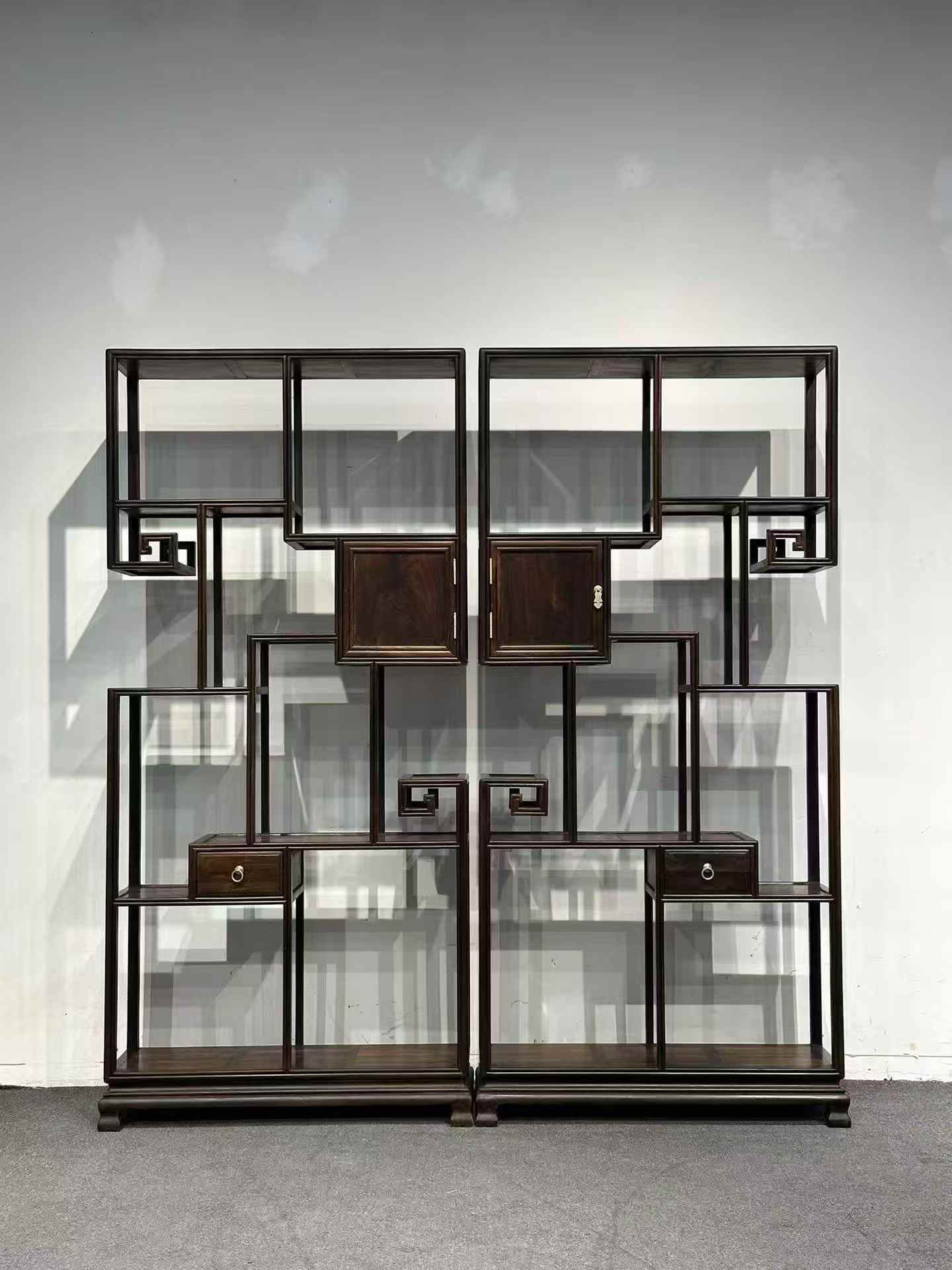 老挝大红酸枝博古架实木多宝阁茶叶展示柜客厅隔断古董柜置独板