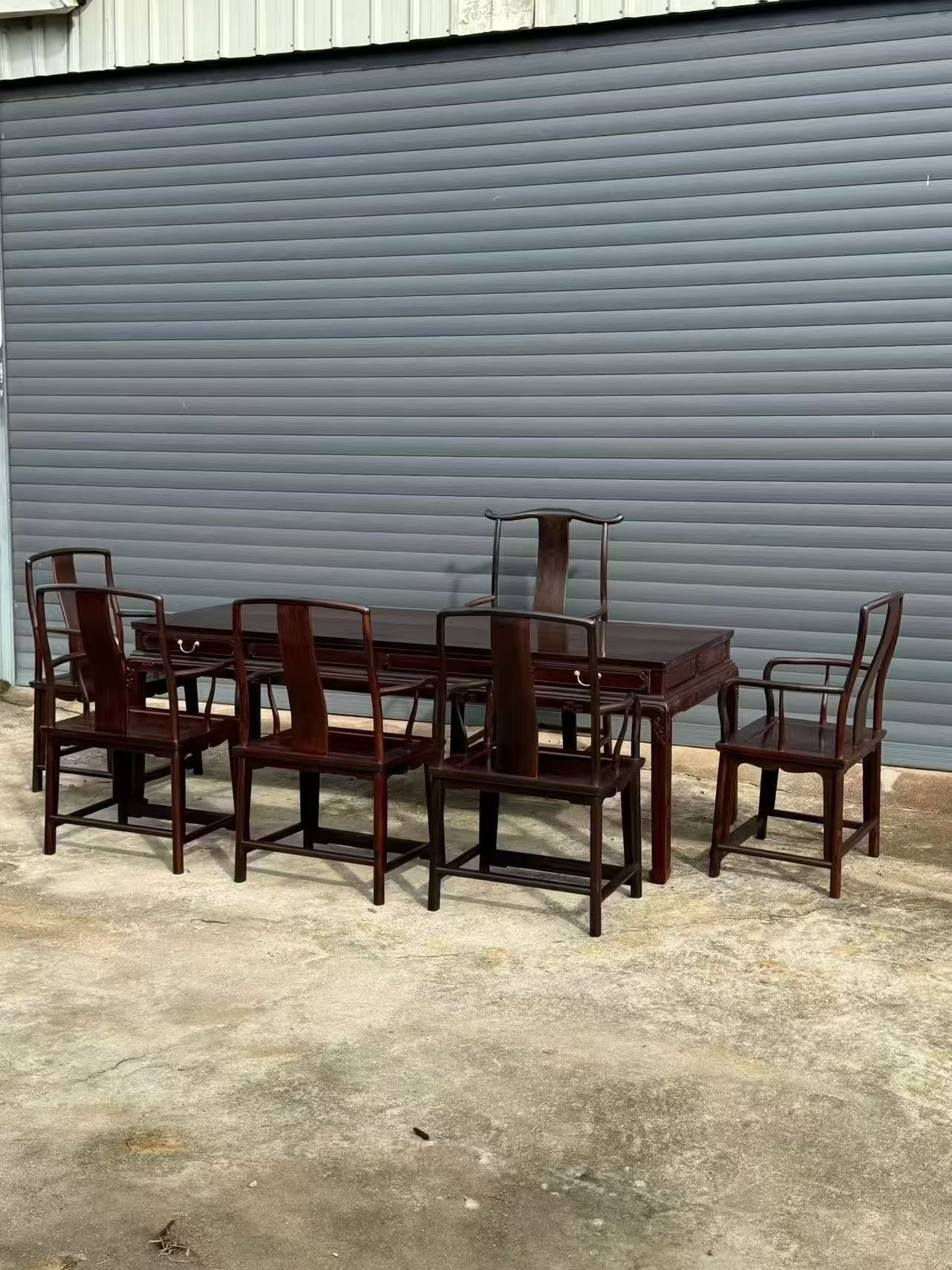 大红酸枝茶240干泡茶桌椅新中式全整板茶台办公两用桌高级会客桌