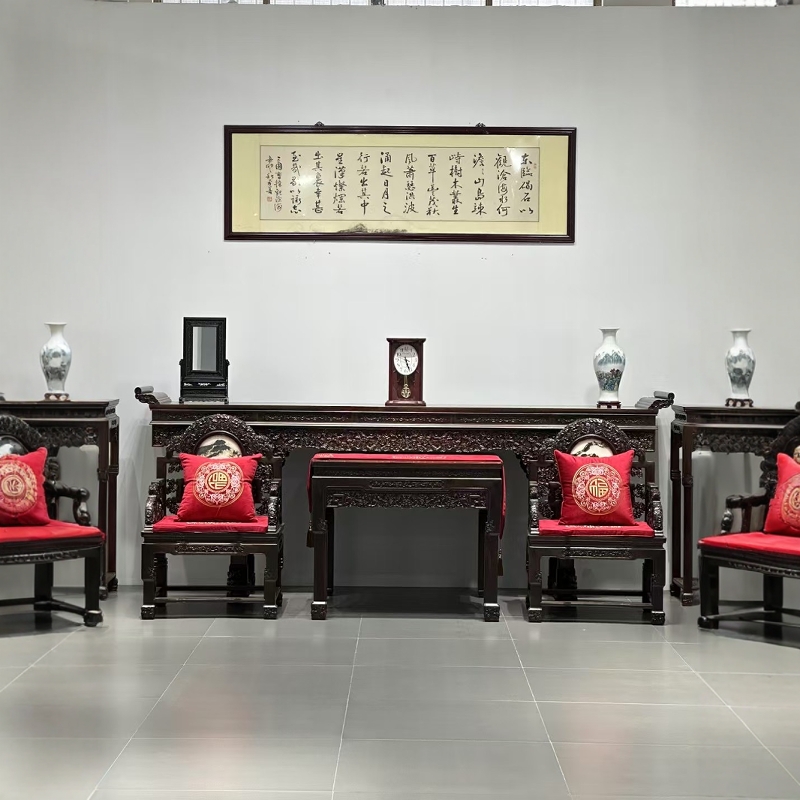 大红酸枝中堂精雕红木家具神台交趾黄檀条案酸枝木厂价直销收藏级