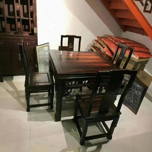 大红酸枝八仙桌四方桌农村红木餐桌正方形古典实木餐桌椅榫卯结构