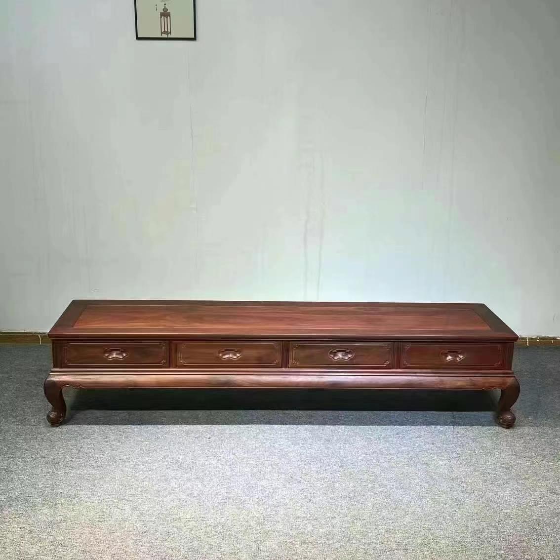 红木家具大红酸枝电视柜实木弯脚四抽地柜明清古典中式储物柜