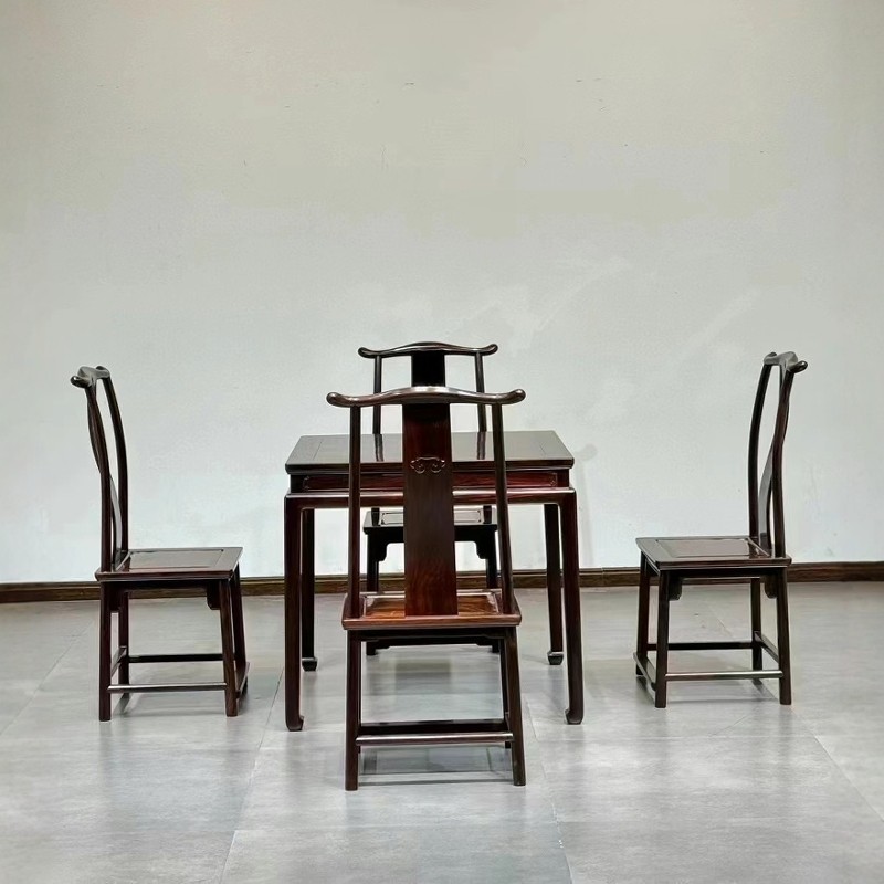 老挝大红酸枝休闲桌椅餐桌官帽椅红木阳台棋牌桌交趾黄檀实木现货