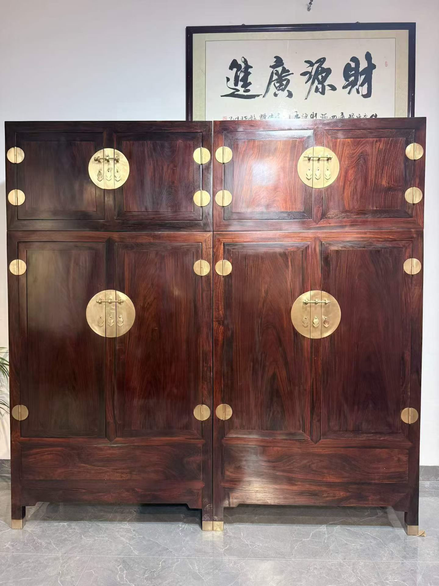 大红酸枝交趾黄檀明式素面顶箱柜中式实木储物柜收纳柜古典家具