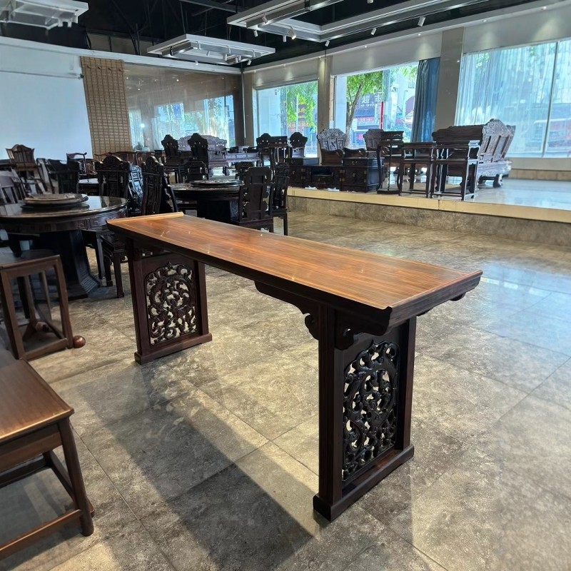 红木家具大红酸枝新中式实木条案玄关桌平头案端景台禅意条几无补