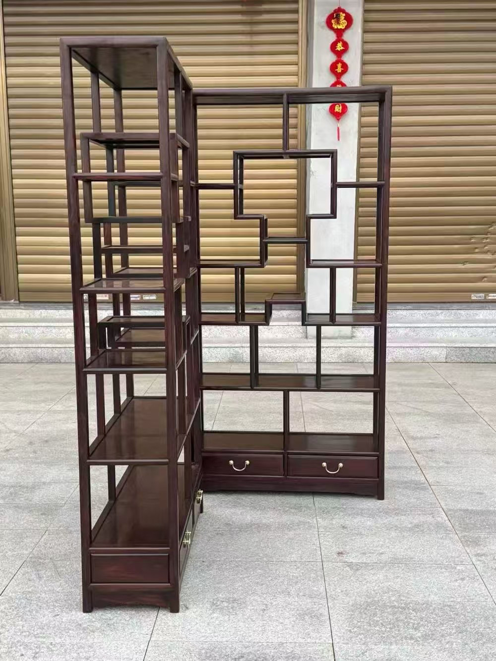 大红酸枝明式博古架收纳置物柜书柜酒柜展示柜古典中式老料无补