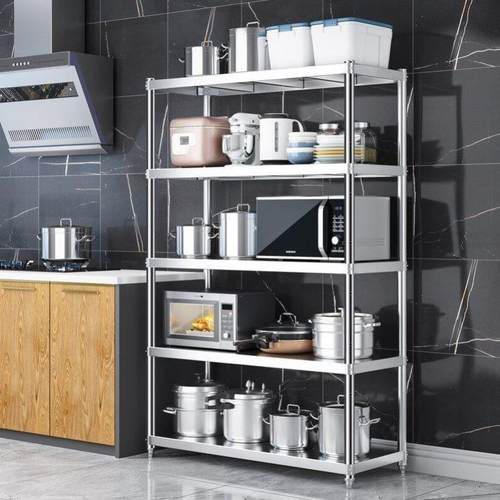 厨房置物架落地储物整理四层收纳架锅架微波炉架子不锈钢货架定做