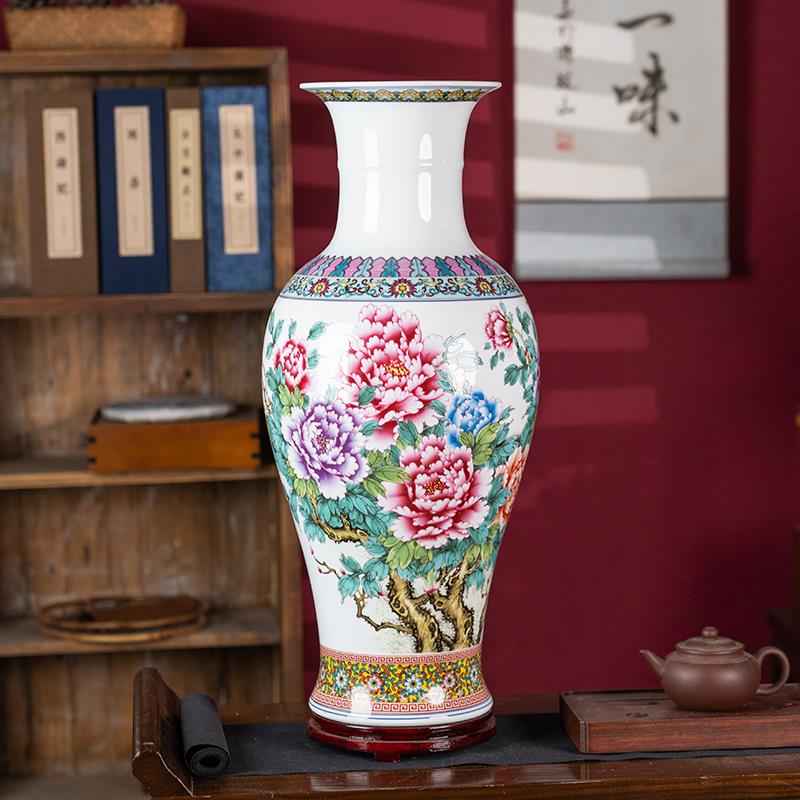 景德镇陶瓷高60cm落地大号花瓶客厅电视柜中式富贵竹插花装饰摆件