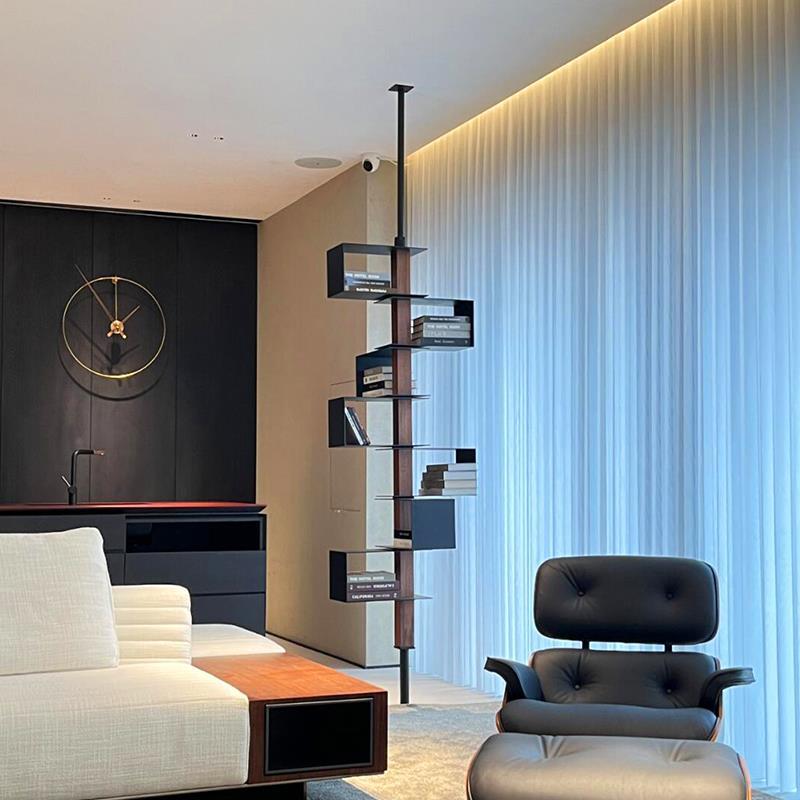 旋转书架顶天立地置物架落地隔断展示架转角玄关客厅意式书柜极简