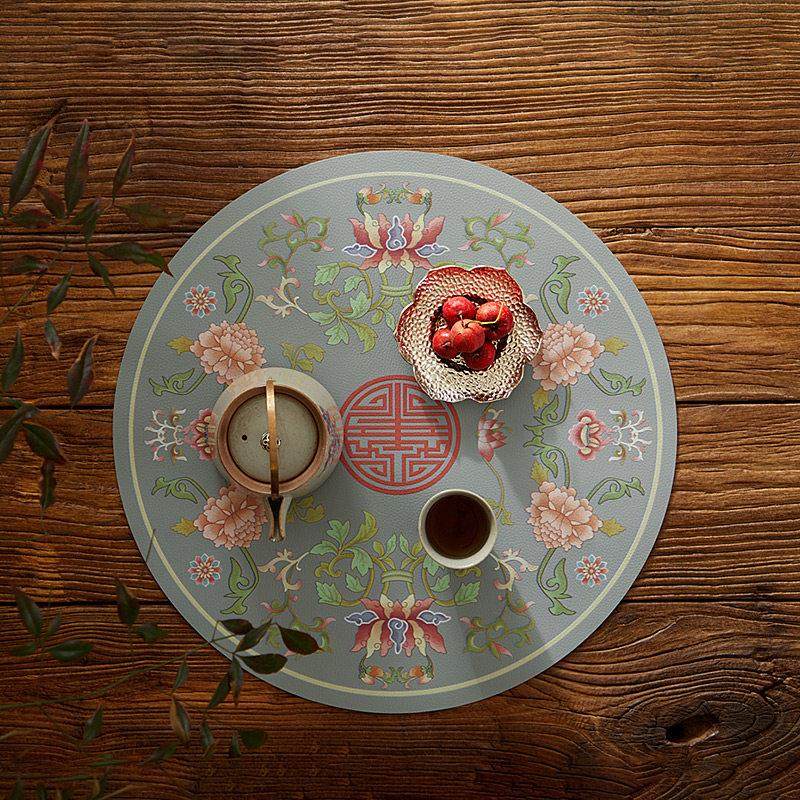 新中式隔热垫轻奢西餐桌盘垫YG84中国风花瓶垫茶几杯圆桌皮革餐垫,居家布艺,餐垫,淘宝优惠券,粉丝福利购,淘宝优惠卷