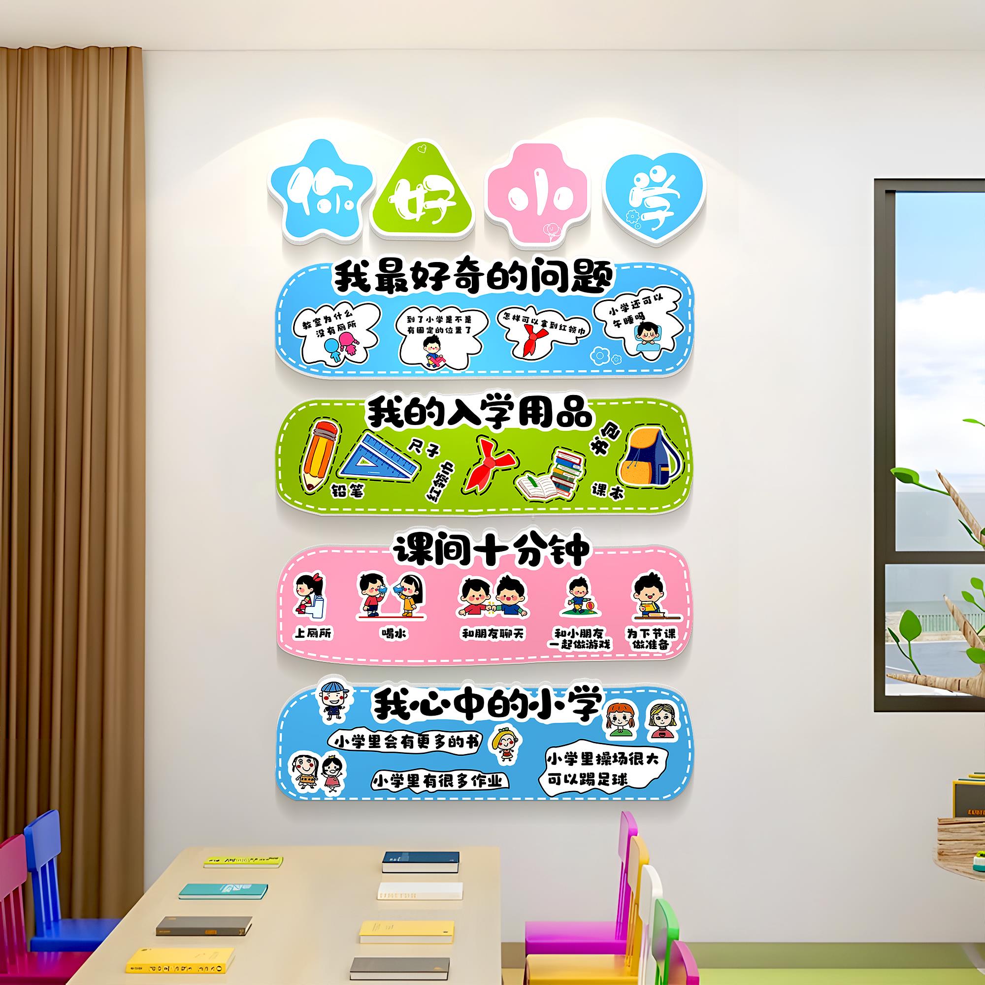 幼儿园环创教室装饰墙贴幼儿园升小学的四大准备装饰墙贴文化墙贴