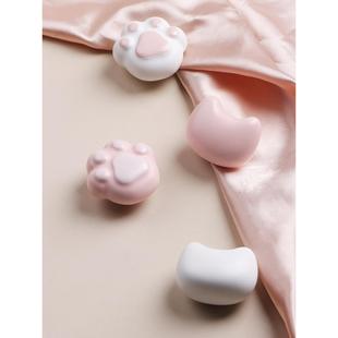 儿童房拉手衣柜门柜子橱柜抽屉彩色陶瓷女孩可爱卡通欧式猫爪把手