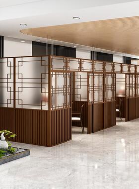 饭店餐厅隔断推拉包间火锅店烧烤店酒店大厅卡座屏风格栅包厢