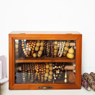 手串收纳柜桌面双层实木大容量置物柜文玩珠宝手錬防尘收藏展示柜