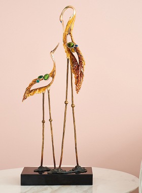 圣朗伦珐琅彩工艺仙鹤摆件创意玄关花架饰品酒店大厅摆件