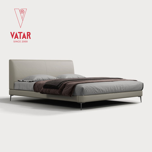 VATAR梵达双人床轻奢现代简约意式薄床头主卧大床1.8米ins真皮床