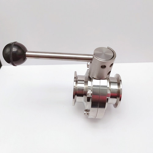 KF真空快装蝶阀304不锈钢手动拉杆式卡盘连接316卫生级KF25卡箍