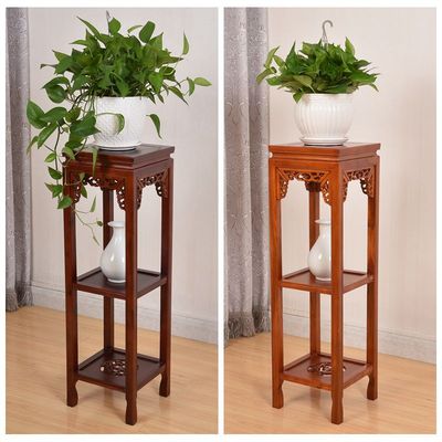 绿萝花架实木中式客厅阳台榆木木制红木质花架子多层室内花盆架子