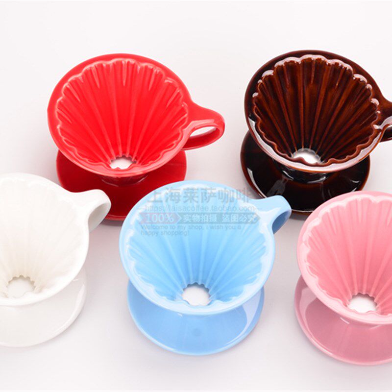 Tiamo 花瓣V型滤杯 V01陶瓷咖啡滤器 V60手冲杯:送滤纸量勺