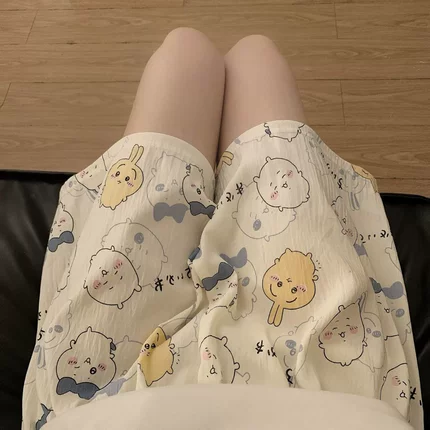 宽松休闲日系睡裤夏季卡通可爱家居云朵短裤吉伊卡哇短裤云朵棉
