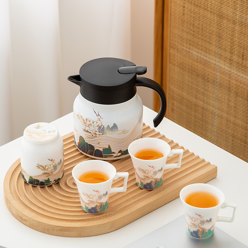 国潮老白茶焖茶壶闷茶壶陶瓷内胆焖茶壶闷泡壶保温壶茶具定制礼物