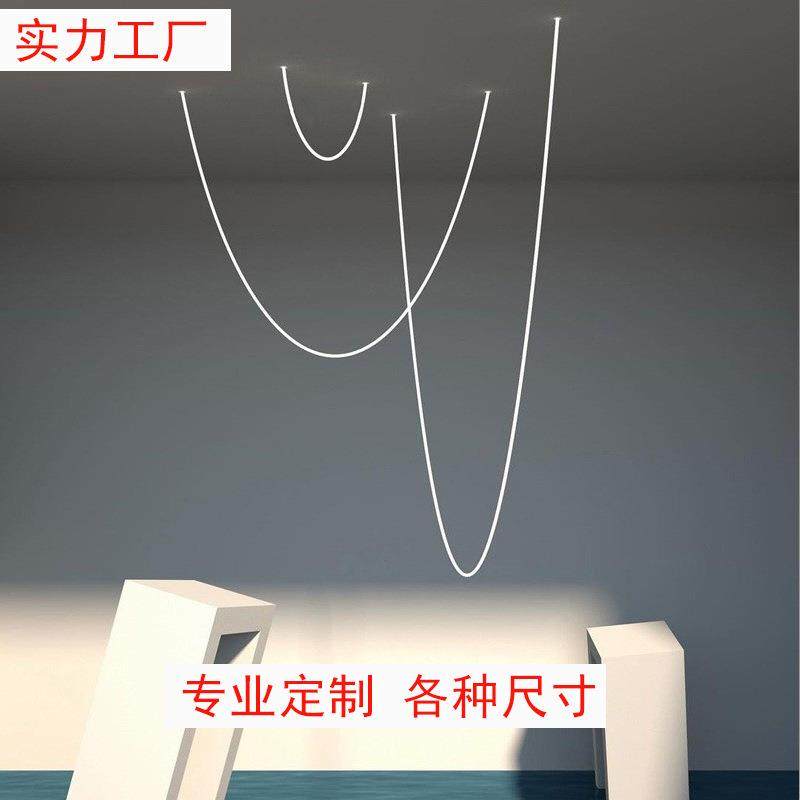 极简线条设计师样板房客厅灯loft挑高别墅楼梯间餐厅卧室展厅吊灯