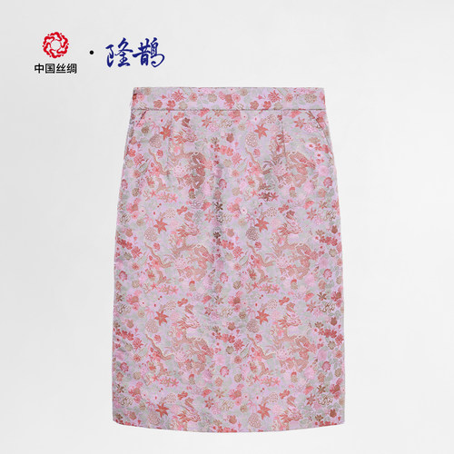 中国丝绸百花撵龙纹宋锦中式半裙