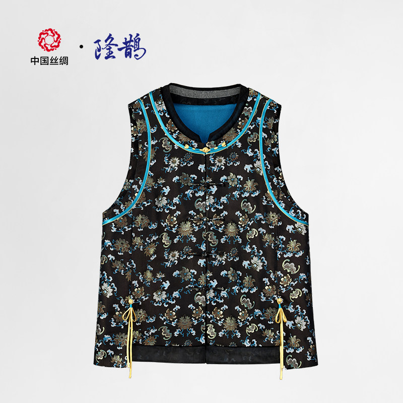 中国丝绸隆鹊[喜福连年]宋锦新中式老钱风国风桑蚕丝复古高档马甲,女装/女士精品,马夹,淘宝优惠券,粉丝福利购,淘宝优惠卷