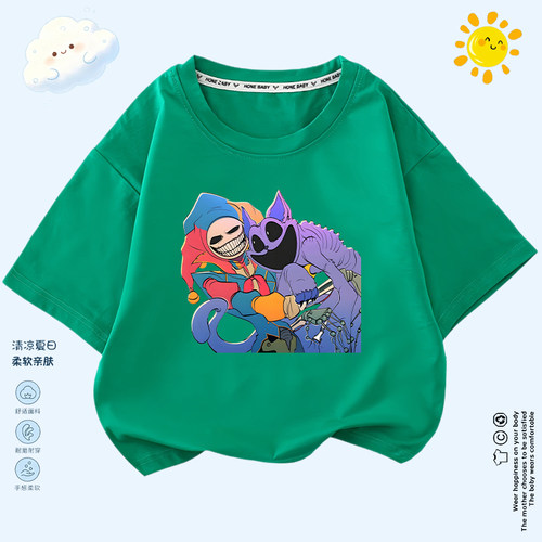 波比的游戏时间5poppy playtime衣服男女童半袖夏季儿童短袖T恤潮
