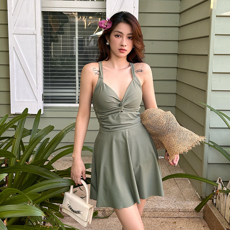 微胖遮肉泳衣大码两件套胖mm200斤宽松罩衫长款连体夏季泡温泉女