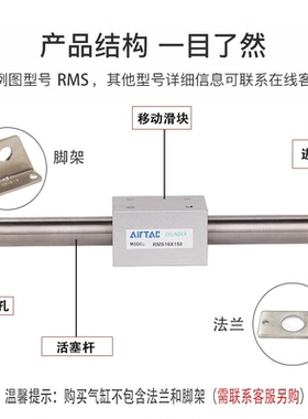 磁偶式无杆气缸RMS16/20/25X32X40X100X200X250X300SX400X500LB