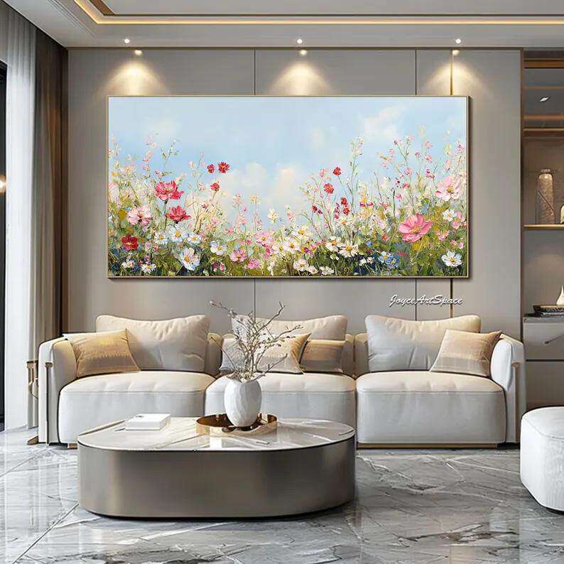 大芬村手绘油画抽象粉红色花卉小清新花卉客厅装饰画卧室肌理挂画