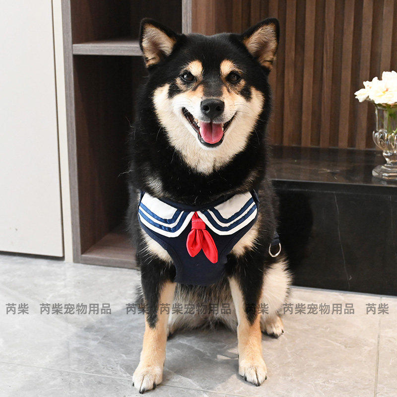 柴犬胸背牵引绳宠物狗狗柯基泰迪法斗学院风领巾胸背带遛狗绳