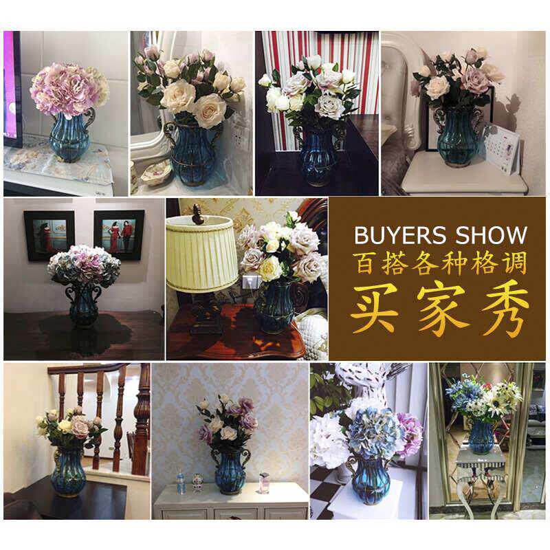 艺品红欧式创意花瓶装饰品摆件现代简约客厅透明插花玻璃水培鲜花
