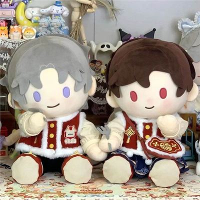 40cm娃衣拜年服20cm棉花娃娃新年红色喜庆套装坐姿无属性男女唐装