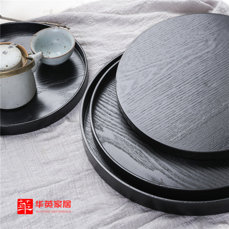 木质圆形木托盘 木盘 木制茶盘茶具茶杯托盘水果盘点心盘实木盘