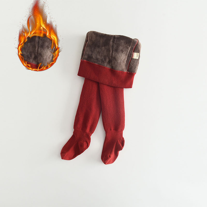 女童连裤袜宝宝儿童打底裤秋冬加绒加厚保暖红色婴儿周岁外穿大PP