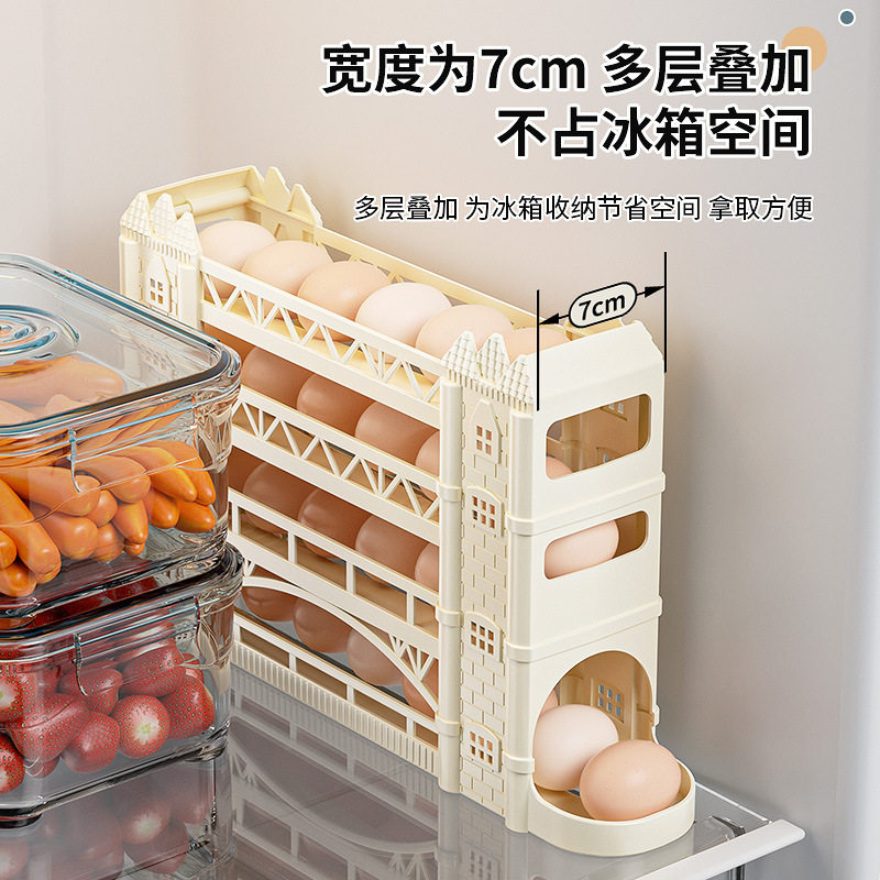 北欧风鸡蛋架滑动式冰箱侧门多层收纳鸡蛋架食品级自动滚动鸡蛋托,厨房/烹饪用具,果蔬置物架/篮/框,淘宝优惠券,粉丝福利购,淘宝优惠卷