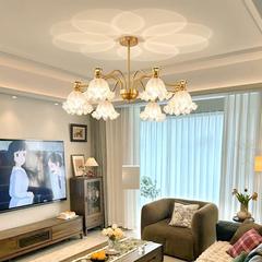 美式中古铃兰餐厅客厅玻璃吊灯复古氛围灯主卧室全屋灯具2024新款