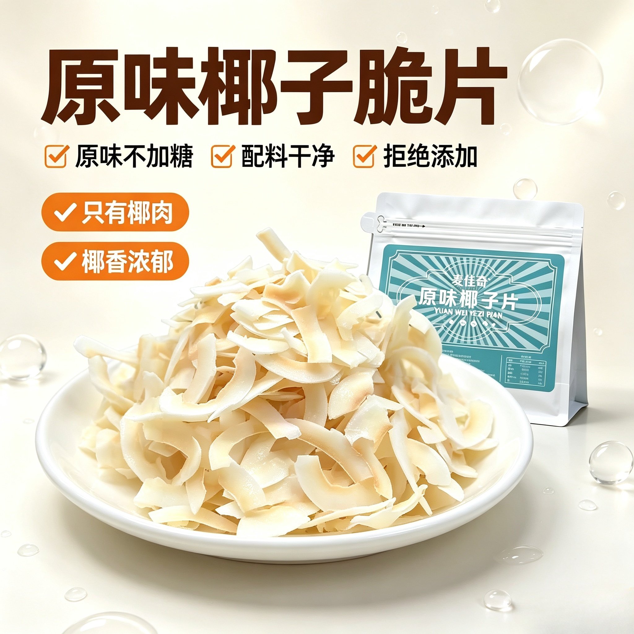 原味椰子片脆片不加糖无添加烘培酸奶碗孕妇儿童零食果脯海南特产