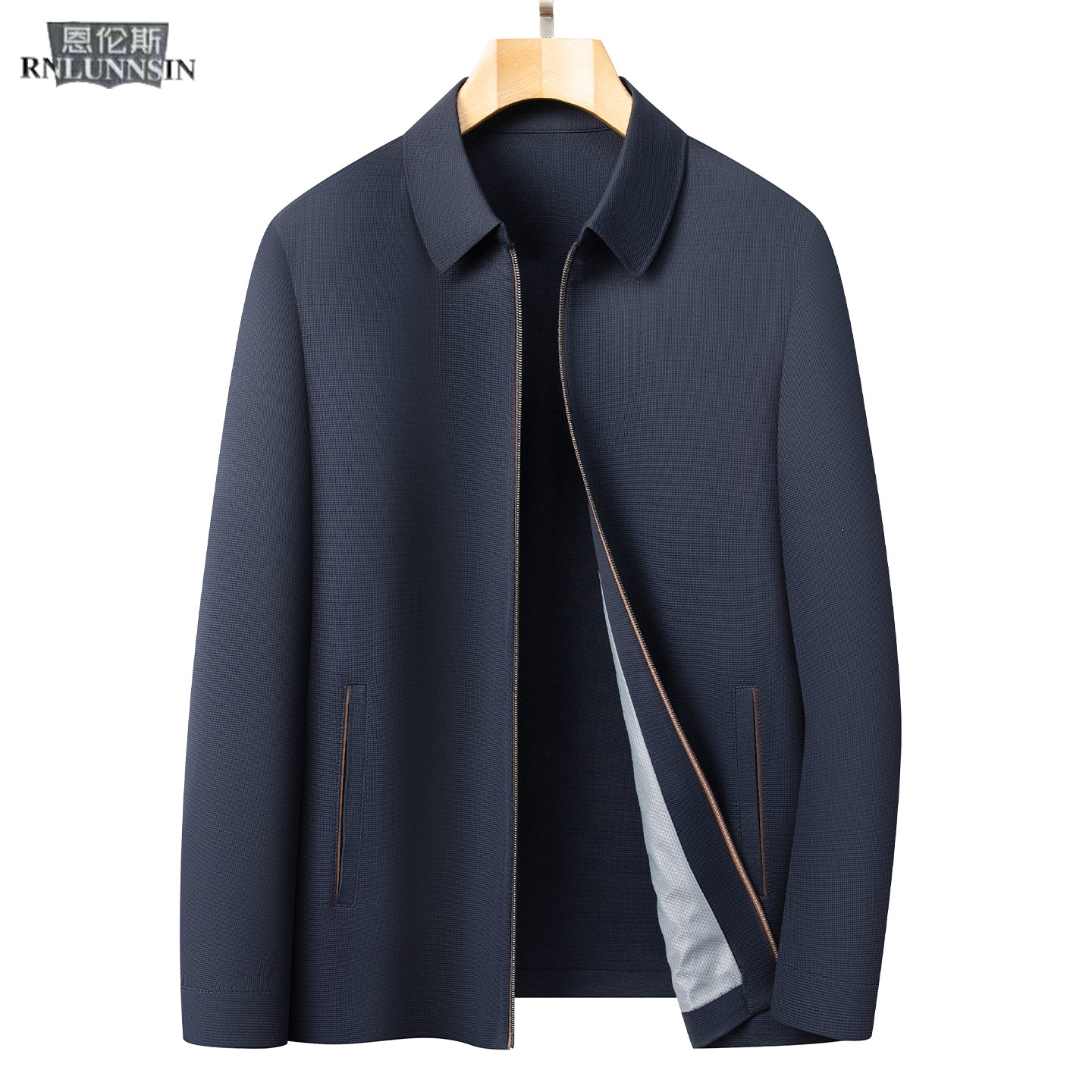 中年爸爸行政公务夹克常规翻领拉链通勤百搭2026新款休闲男装外套