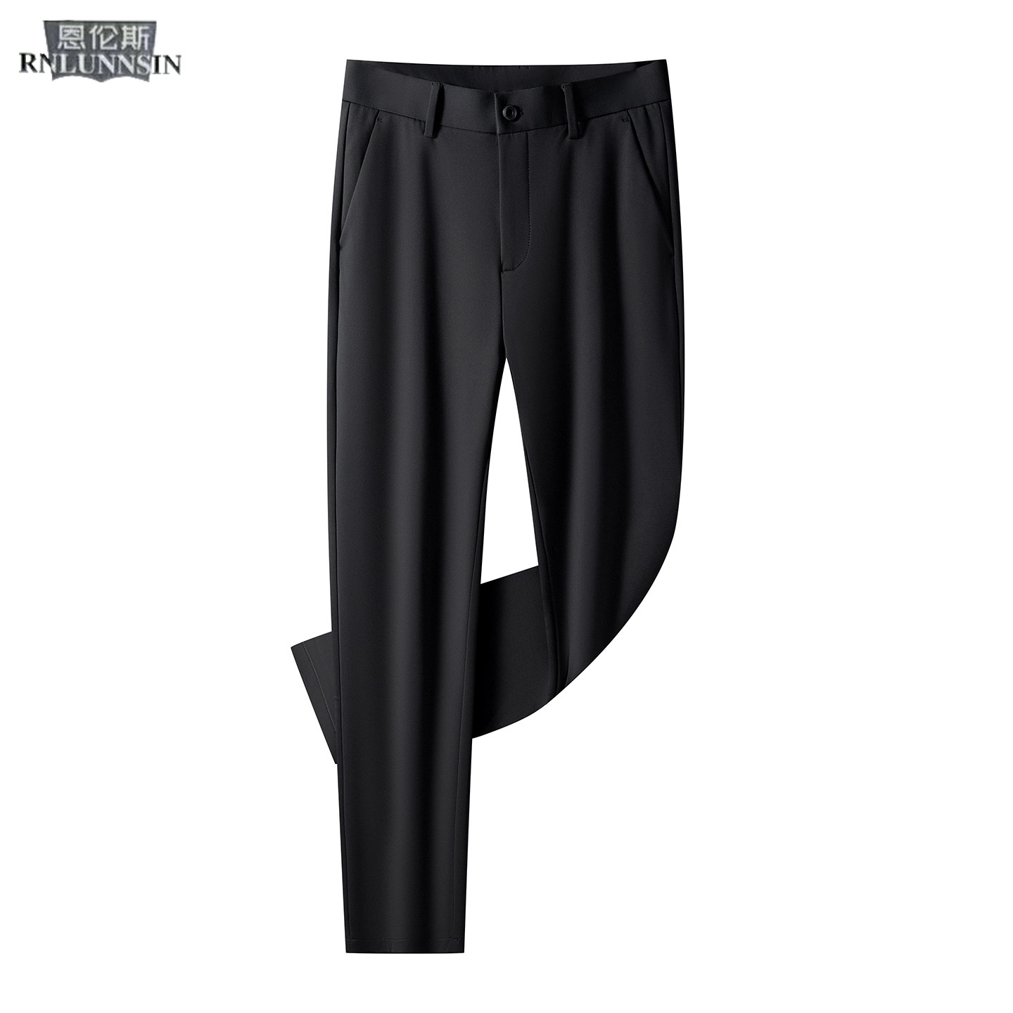 高端休闲西裤男款长裤春季中厚修身直筒裤2026新款黑色显瘦男裤子