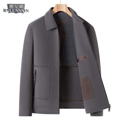 纯羊毛呢外套短款翻领双面呢夹克