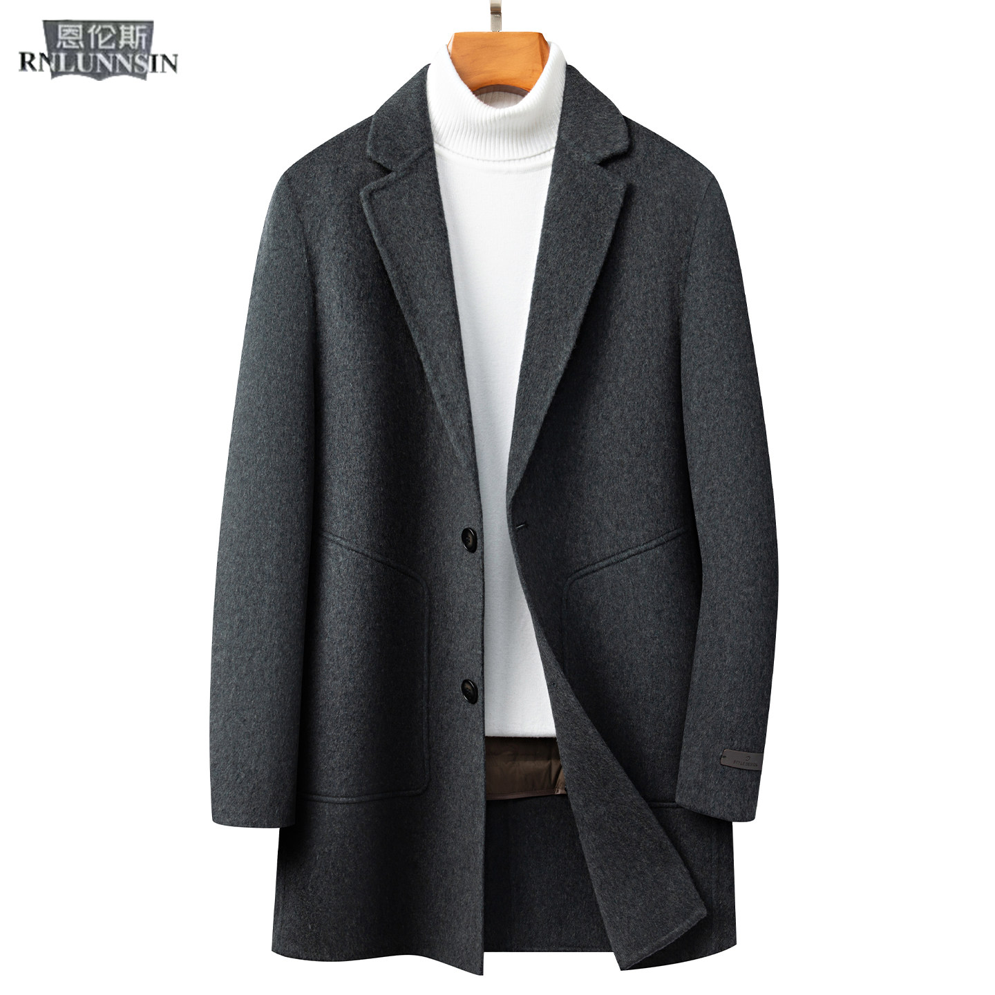 双面绒大衣男士中长款西装领羽绒服内胆冬季新款加厚保暖毛呢外套