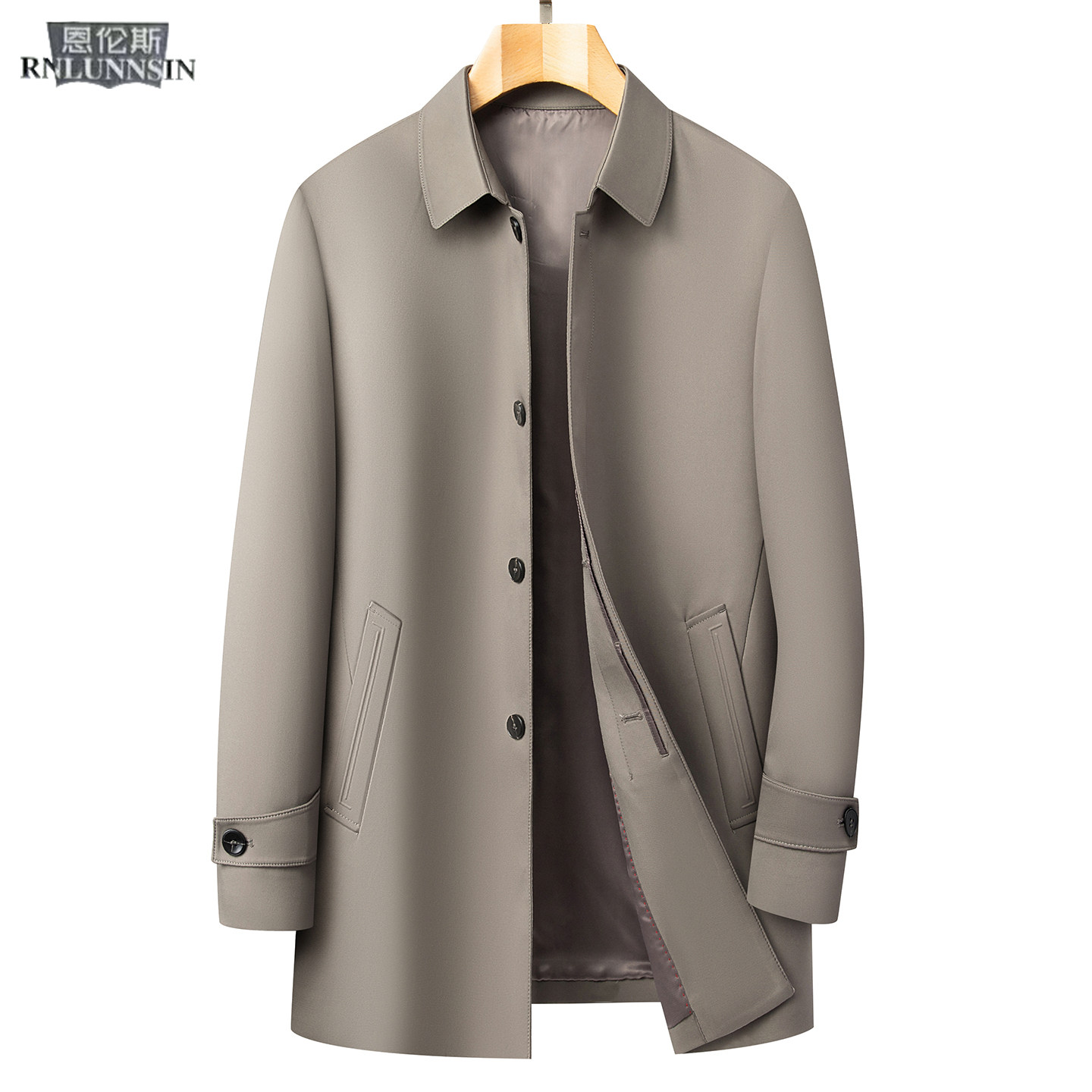 商务行政风衣夹克男士常规翻领通勤百搭中年男装2026新款爸爸外套