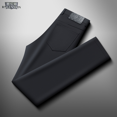 高端男装休闲裤黑色显瘦直筒长裤