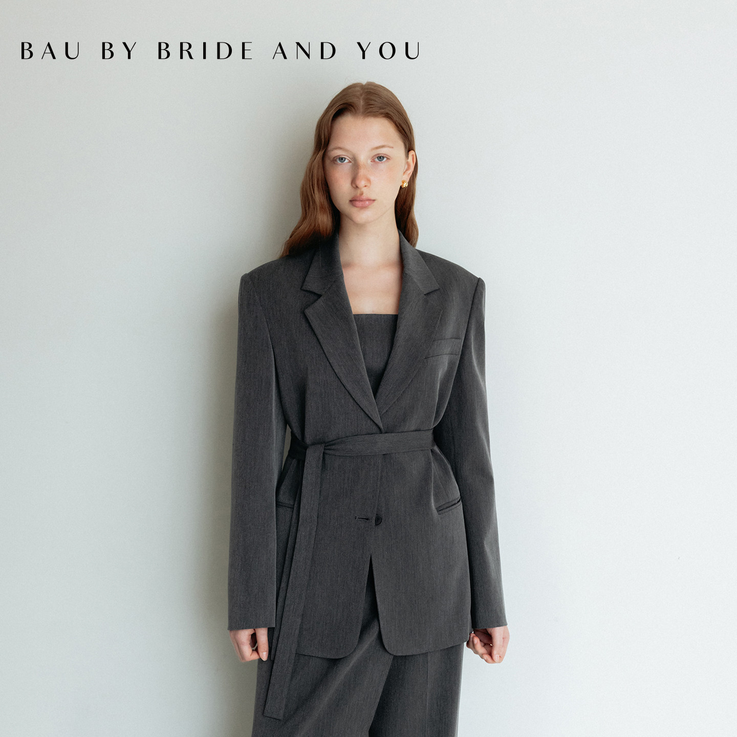 BAUbyBrideAndYou2026秋冬新品复古系带西装女中长款气质通勤外套