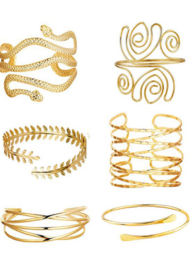 跨境热销 欧美个性夸张金属交叉镂空手镯套装 蛇臂环绕圈街拍