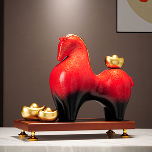 新中式马上有钱马摆件客厅电视柜酒柜装饰办公室前台开 业乔迁礼