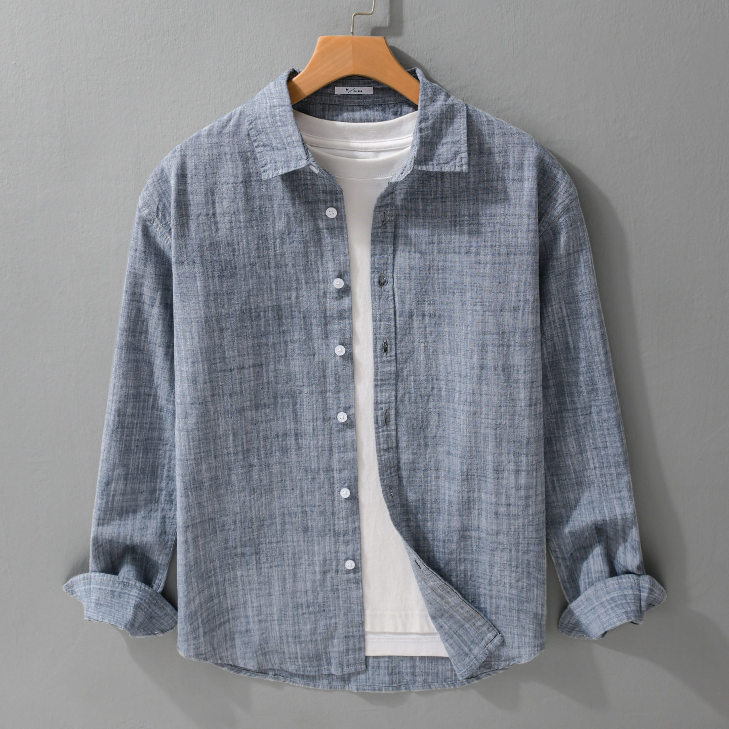 春秋男装简约百搭长袖衬衫质感舒适内搭清新商务棉麻休闲衬衣9155,男装,衬衫,淘宝优惠券,粉丝福利购,淘宝优惠卷